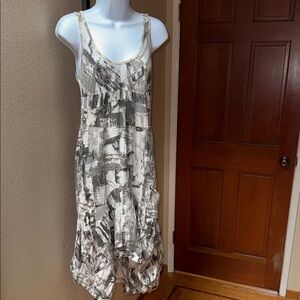 ONZ Made in Italy Linen Cotton Abstract Print Sleeveless Dress Women’s Size M